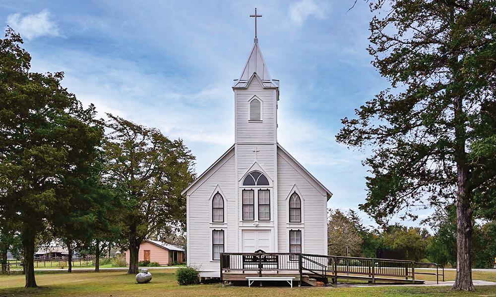 Sacred Heart in Latium and St. Martin in Warrenton are two of the historic chapels in the Diocese of Austin. (Photos courtesy of Editions du Signe)